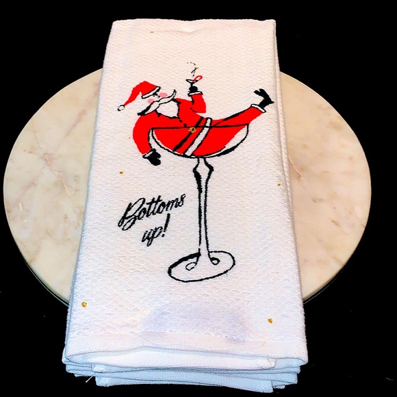 KATE SPADE NEW YORKK KITCHEN TOWELS RAISE A GLASS SET OF 2 NEW COTTON - Picture 2 of 7